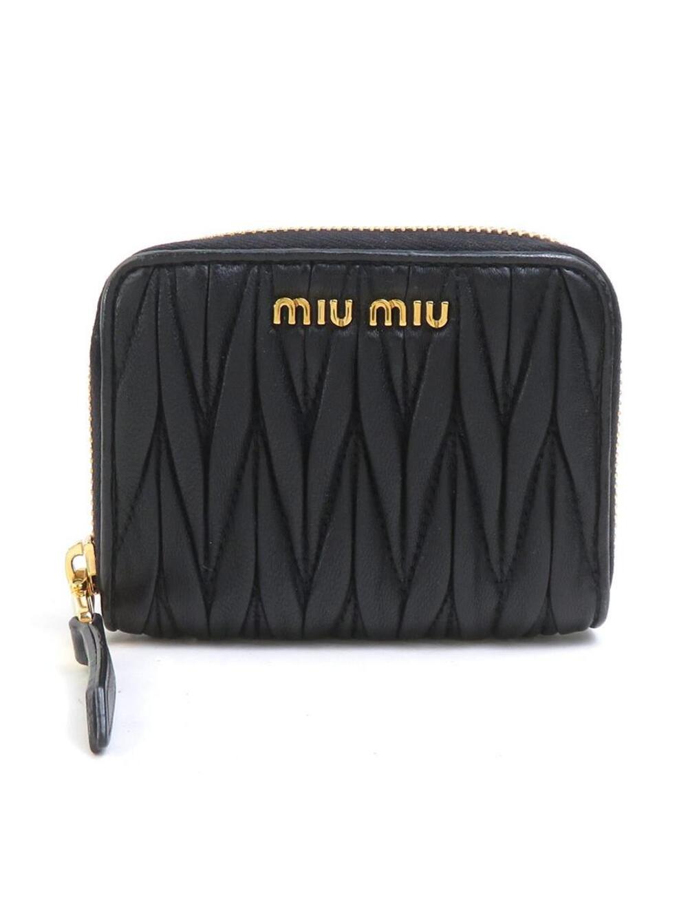 Auth Miumiu Coin Case Black Leather #297680M26B